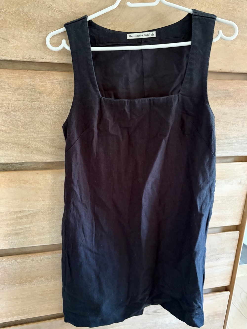 Abercrombie & Fitch Black Square-Neck Linen Dress